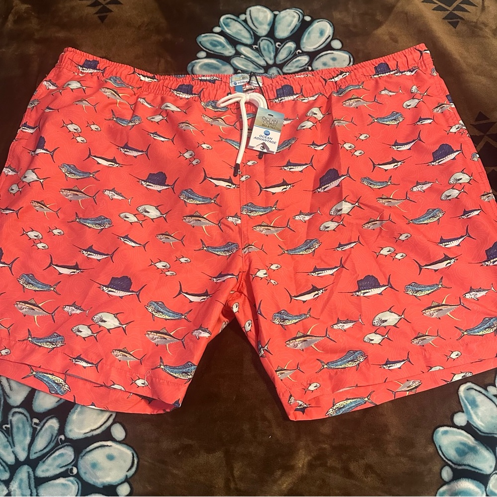 Ocean Coast Men 3XL Vibrant Fish Print Swim Trunks